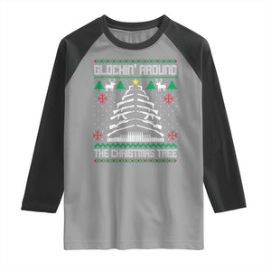 Christmas Gun Lover Raglan Shirt Glocking Around The Christmas Tree TS09 Sport Gray Black Print Your Wear