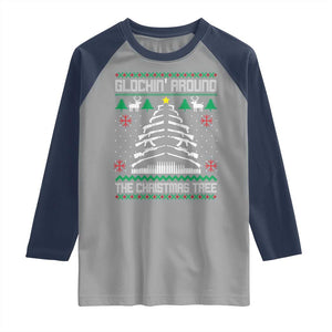 Christmas Gun Lover Raglan Shirt Glocking Around The Christmas Tree TS09 Sport Gray Navy Print Your Wear