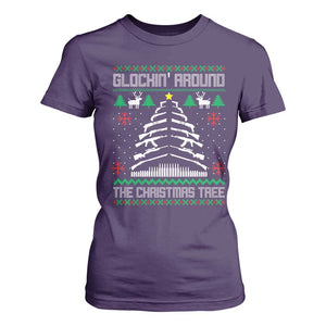 Christmas Gun Lover T Shirt For Women Glocking Around The Christmas Tree TS09 Purple Print Your Wear