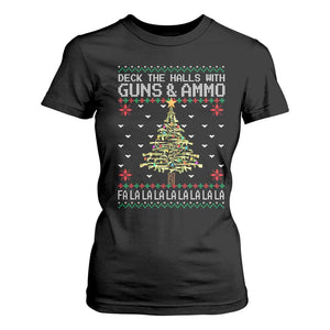Christmas Gun Lover T Shirt For Women Deck The Halls With Guns And Ammo TS09 Black Print Your Wear