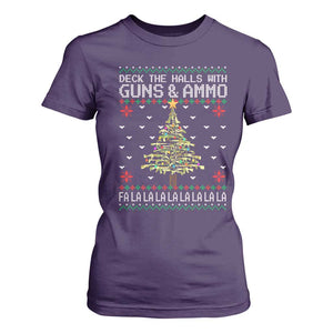 Christmas Gun Lover T Shirt For Women Deck The Halls With Guns And Ammo TS09 Purple Print Your Wear