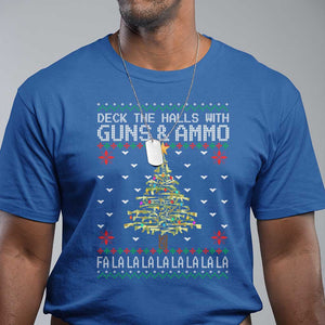 Christmas Gun Lover T Shirt Deck The Halls With Guns And Ammo TS09 Royal Blue Print Your Wear