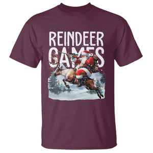 Christmas Hunting T Shirt Reindeer Game Santa Hunter Deer Season TS09 Maroon Print Your Wear