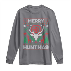 Christmas Hunting Long Sleeve Shirt Merry Huntmas Deer Season Hunter TS09 Charcoal Print Your Wear