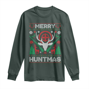 Christmas Hunting Long Sleeve Shirt Merry Huntmas Deer Season Hunter TS09 Dark Forest Green Print Your Wear