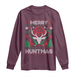 Christmas Hunting Long Sleeve Shirt Merry Huntmas Deer Season Hunter TS09 Maroon Print Your Wear