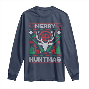 Christmas Hunting Long Sleeve Shirt Merry Huntmas Deer Season Hunter TS09 Navy Print Your Wear