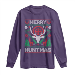 Christmas Hunting Long Sleeve Shirt Merry Huntmas Deer Season Hunter TS09 Purple Print Your Wear