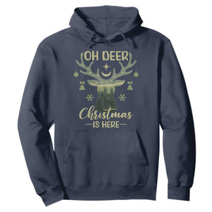 Christmas Hunting Hoodie Oh Deer Christmas Is Here Hunter TS09 Navy Print Your Wear