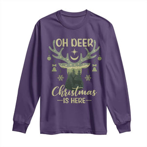 Christmas Hunting Long Sleeve Shirt Oh Deer Christmas Is Here Hunter TS09 Purple Print Your Wear