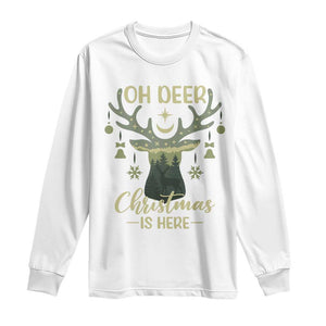 Christmas Hunting Long Sleeve Shirt Oh Deer Christmas Is Here Hunter TS09 White Print Your Wear