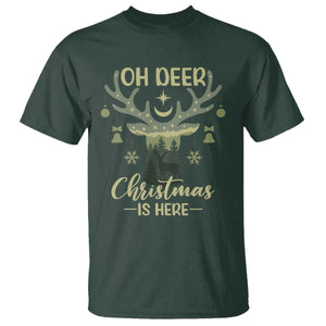 Christmas Hunting T Shirt Oh Deer Christmas Is Here Hunter TS09 Dark Forest Green Print Your Wear
