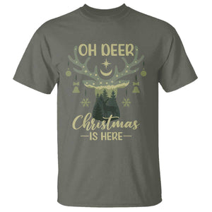 Christmas Hunting T Shirt Oh Deer Christmas Is Here Hunter TS09 Military Green Print Your Wear