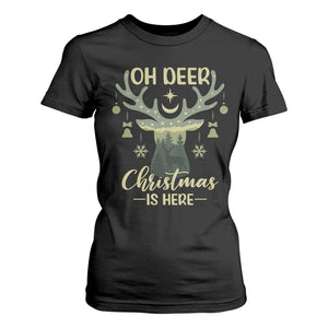 Christmas Hunting T Shirt For Women Oh Deer Christmas Is Here Hunter TS09 Black Print Your Wear