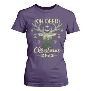 Christmas Hunting T Shirt For Women Oh Deer Christmas Is Here Hunter TS09 Purple Print Your Wear