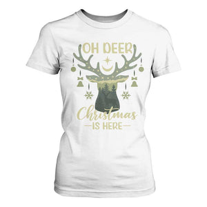 Christmas Hunting T Shirt For Women Oh Deer Christmas Is Here Hunter TS09 White Print Your Wear