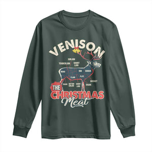 Christmas Hunting Long Sleeve Shirt Venison Meat Deer Season Hunter TS09 Dark Forest Green Print Your Wear