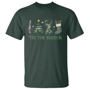 Christmas Hunting T Shirt Tis The Season Hunting Camo Hunter TS09 Dark Forest Green Print Your Wear