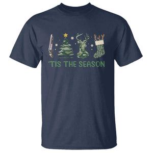 Christmas Hunting T Shirt Tis The Season Hunting Camo Hunter TS09 Navy Print Your Wear