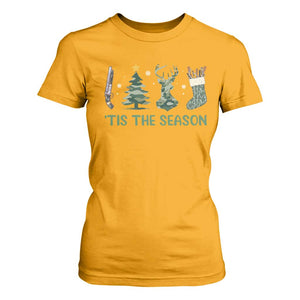 Christmas Hunting T Shirt For Women Tis The Season Hunting Camo Hunter TS09 Gold Print Your Wear