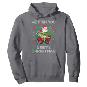 Xmas Fishing Hoodie We Fish You A Merry Christmas Santa Fisherman TS09 Charcoal Print Your Wear