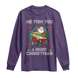 Xmas Fishing Long Sleeve Shirt We Fish You A Merry Christmas Santa Fisherman TS09 Purple Print Your Wear