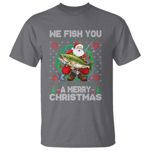 Xmas Fishing T Shirt We Fish You A Merry Christmas Santa Fisherman TS09 Charcoal Print Your Wear