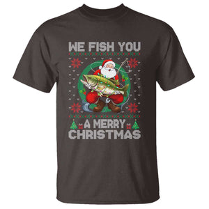 Xmas Fishing T Shirt We Fish You A Merry Christmas Santa Fisherman TS09 Dark Chocolate Print Your Wear