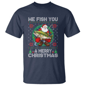 Xmas Fishing T Shirt We Fish You A Merry Christmas Santa Fisherman TS09 Navy Print Your Wear