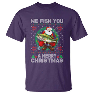 Xmas Fishing T Shirt We Fish You A Merry Christmas Santa Fisherman TS09 Purple Print Your Wear