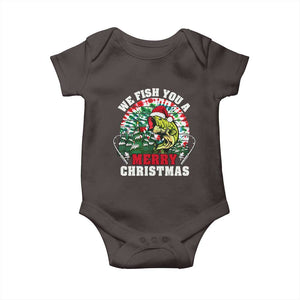 Xmas Fishing Baby Onesie We Fish You A Merry Christmas Santa Hat TS09 Dark Chocolate Print Your Wear