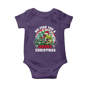 Xmas Fishing Baby Onesie We Fish You A Merry Christmas Santa Hat TS09 Purple Print Your Wear