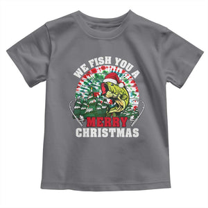 Xmas Fishing Baby Shirt We Fish You A Merry Christmas Santa Hat TS09 Charcoal Print Your Wear