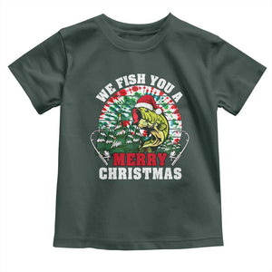 Xmas Fishing Baby Shirt We Fish You A Merry Christmas Santa Hat TS09 Dark Forest Green Print Your Wear