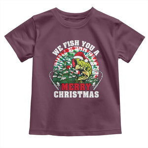 Xmas Fishing Baby Shirt We Fish You A Merry Christmas Santa Hat TS09 Maroon Print Your Wear
