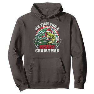 Xmas Fishing Hoodie We Fish You A Merry Christmas Santa Hat TS09 Dark Chocolate Print Your Wear