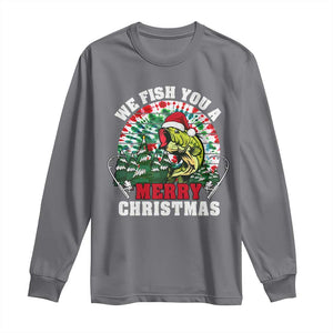 Xmas Fishing Long Sleeve Shirt We Fish You A Merry Christmas Santa Hat TS09 Charcoal Print Your Wear