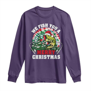 Xmas Fishing Long Sleeve Shirt We Fish You A Merry Christmas Santa Hat TS09 Purple Print Your Wear