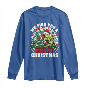 Xmas Fishing Long Sleeve Shirt We Fish You A Merry Christmas Santa Hat TS09 Royal Blue Print Your Wear
