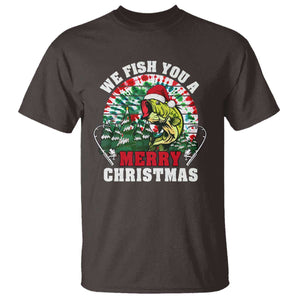 Xmas Fishing T Shirt We Fish You A Merry Christmas Santa Hat TS09 Dark Chocolate Print Your Wear