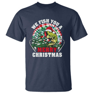 Xmas Fishing T Shirt We Fish You A Merry Christmas Santa Hat TS09 Navy Print Your Wear
