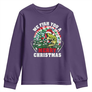 Xmas Fishing Youth Sweatshirt We Fish You A Merry Christmas Santa Hat TS09 Purple Print Your Wear