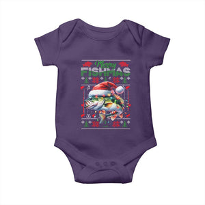 Christmas Fishing Baby Onesie Merry Fishmas Fisherman Santa Hat Fish TS09 Purple Print Your Wear
