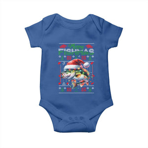 Christmas Fishing Baby Onesie Merry Fishmas Fisherman Santa Hat Fish TS09 Royal Blue Print Your Wear