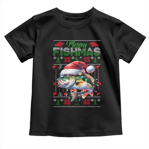 Christmas Fishing Baby Shirt Merry Fishmas Fisherman Santa Hat Fish TS09 Black Print Your Wear