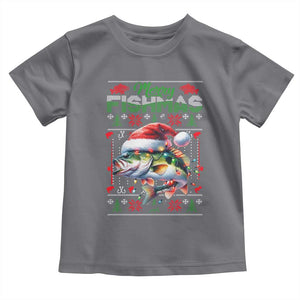Christmas Fishing Baby Shirt Merry Fishmas Fisherman Santa Hat Fish TS09 Charcoal Print Your Wear
