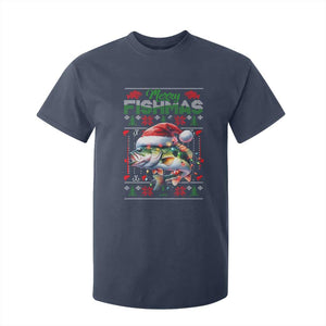 Christmas Fishing T Shirt For Kid Merry Fishmas Fisherman Santa Hat Fish TS09 Navy Print Your Wear