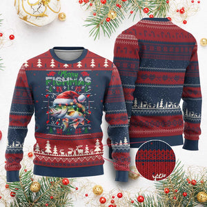 Xmas Fishing Ugly Christmas Sweater Merry Fishmas Fisherman Santa Hat Fish TS09 Burgundy Print Your Wear