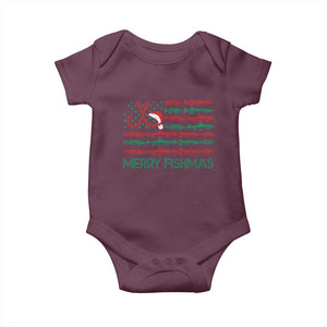 Christmas Fishing Baby Onesie Merry Fishmas Fisherman American Flag TS09 Maroon Print Your Wear