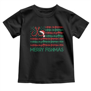 Christmas Fishing Baby Shirt Merry Fishmas Fisherman American Flag TS09 Black Print Your Wear